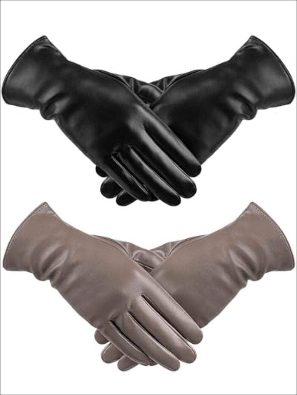 PU Faux Leather Women's Gloves 2 Pack Wool Lined Touchscreen Winter Driving